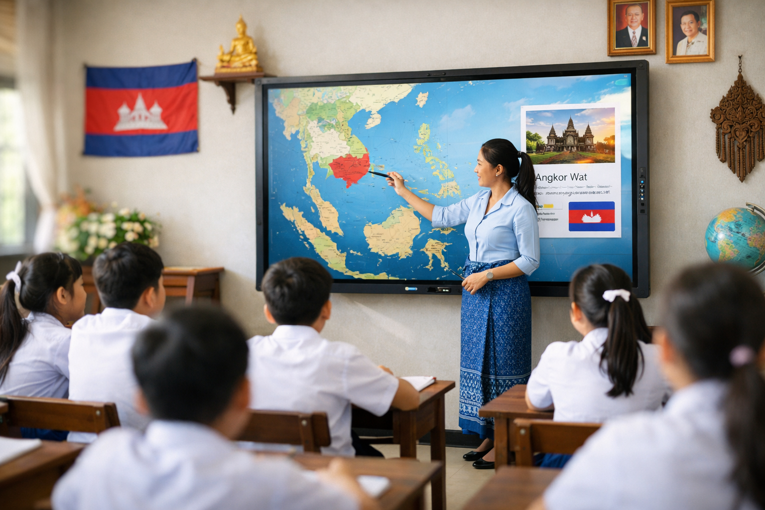 Smart classroom interactive flat panel solution in Cambodia